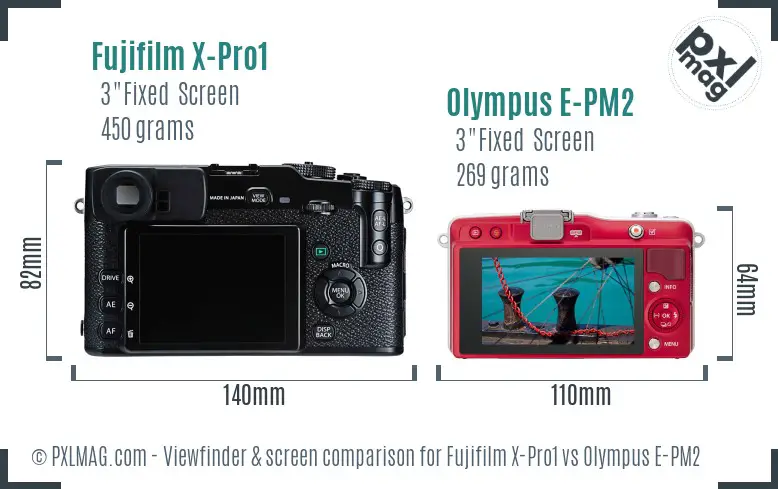 Fujifilm X-Pro1 vs Olympus E-PM2 Screen and Viewfinder comparison Fujifilm X-Pro1 vs Olympus E-PM2 Screen and Viewfinder comparison