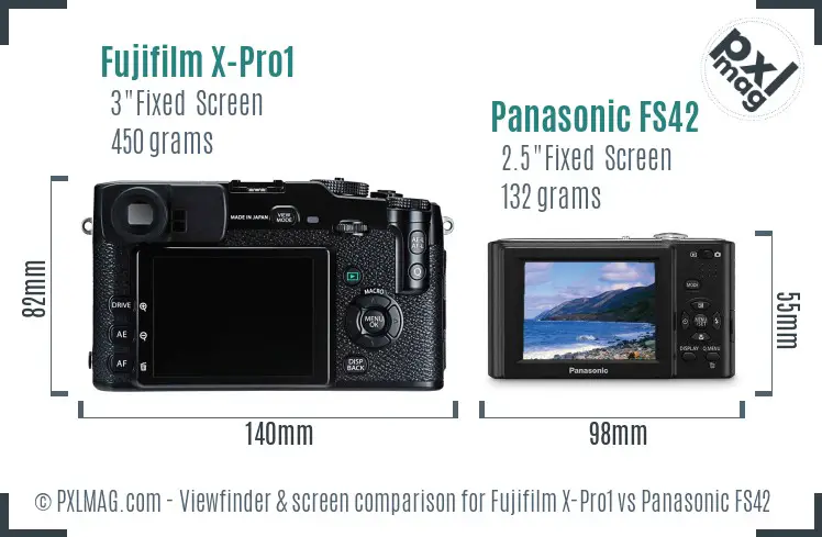 Fujifilm X-Pro1 vs Panasonic FS42 Screen and Viewfinder comparison
