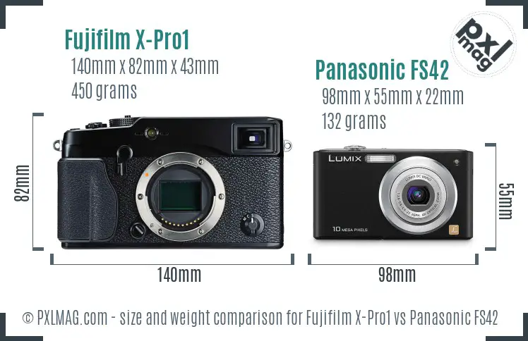 Fujifilm X-Pro1 vs Panasonic FS42 size comparison