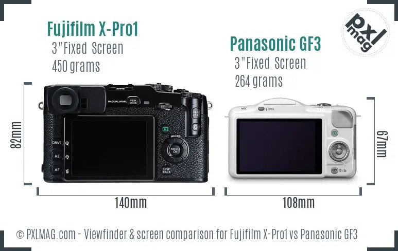 Fujifilm X-Pro1 vs Panasonic GF3 Screen and Viewfinder comparison