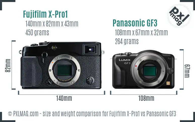 Fujifilm X-Pro1 vs Panasonic GF3 size comparison