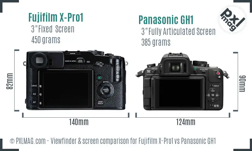 Fujifilm X-Pro1 vs Panasonic GH1 Screen and Viewfinder comparison