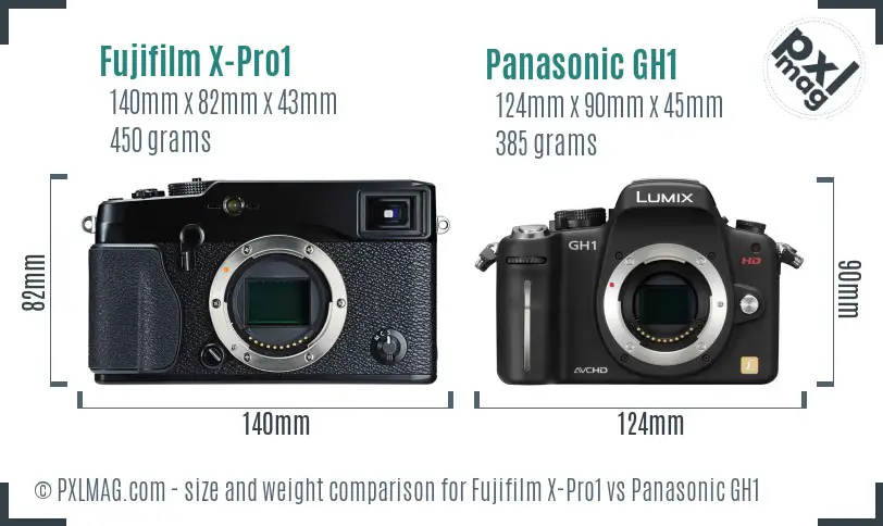 Fujifilm X-Pro1 vs Panasonic GH1 size comparison