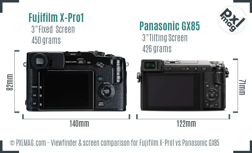 Fujifilm X-Pro1 vs Panasonic GX85 Screen and Viewfinder comparison Fujifilm X-Pro1 vs Panasonic GX85 Screen and Viewfinder comparison