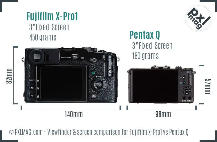 Fujifilm X-Pro1 vs Pentax Q Screen and Viewfinder comparison Fujifilm X-Pro1 vs Pentax Q Screen and Viewfinder comparison