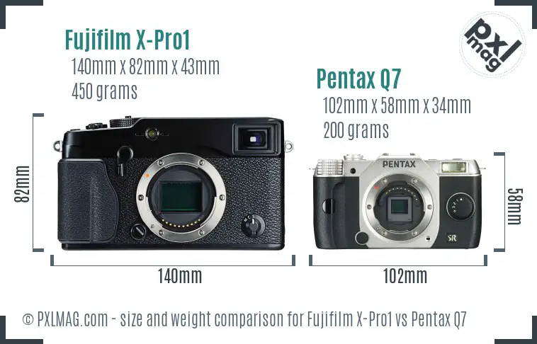 Fujifilm X-Pro1 vs Pentax Q7 size comparison