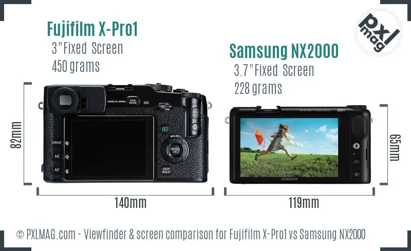 Fujifilm X-Pro1 vs Samsung NX2000 Screen and Viewfinder comparison Fujifilm X-Pro1 vs Samsung NX2000 Screen and Viewfinder comparison
