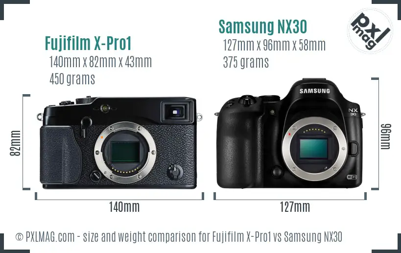 Fujifilm X-Pro1 vs Samsung NX30 size comparison