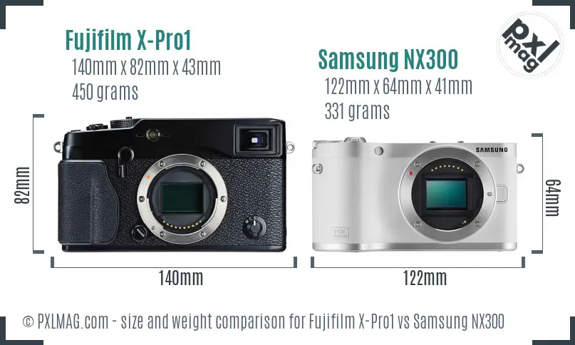 Fujifilm X-Pro1 vs Samsung NX300 size comparison