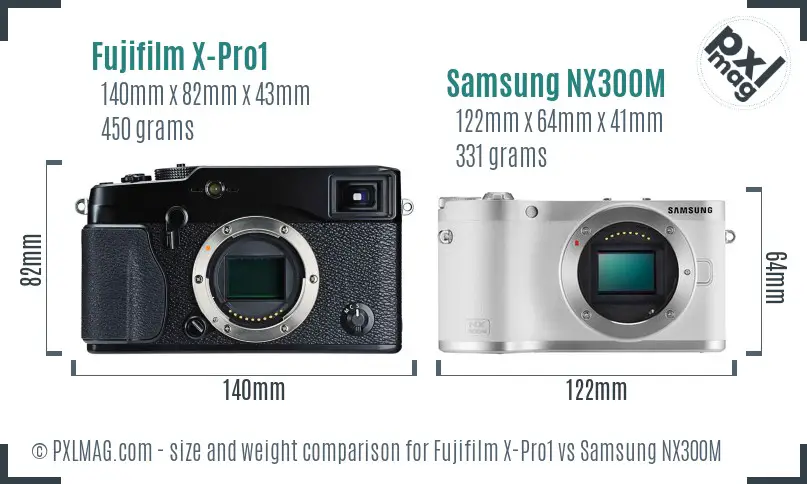 Fujifilm X-Pro1 vs Samsung NX300M size comparison