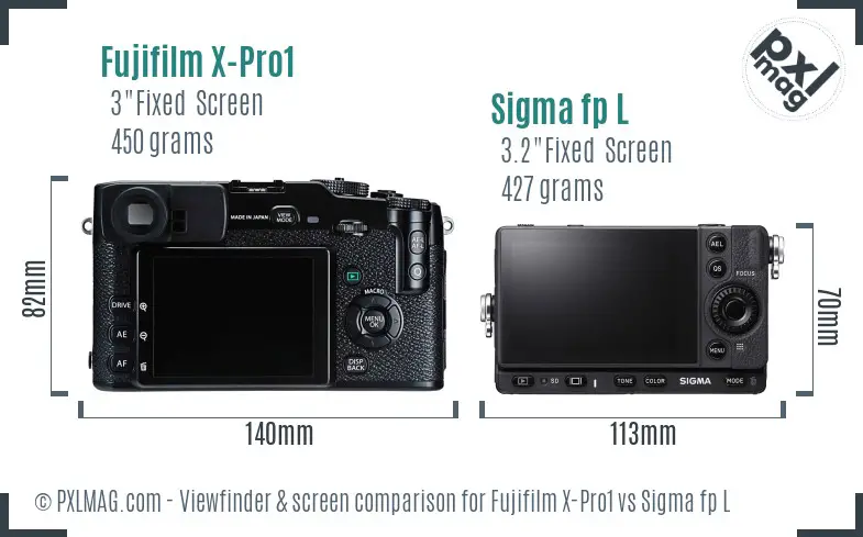 Fujifilm X-Pro1 vs Sigma fp L Screen and Viewfinder comparison