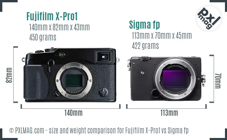 Fujifilm X-Pro1 vs Sigma fp size comparison