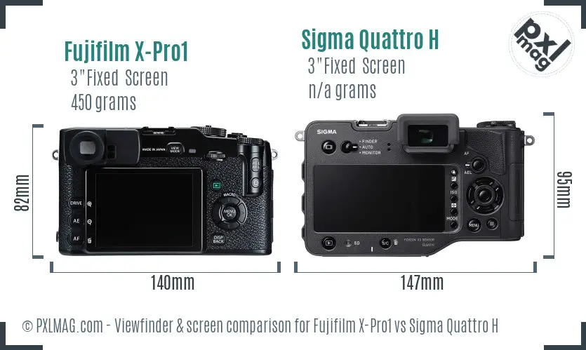 Fujifilm X-Pro1 vs Sigma Quattro H Screen and Viewfinder comparison