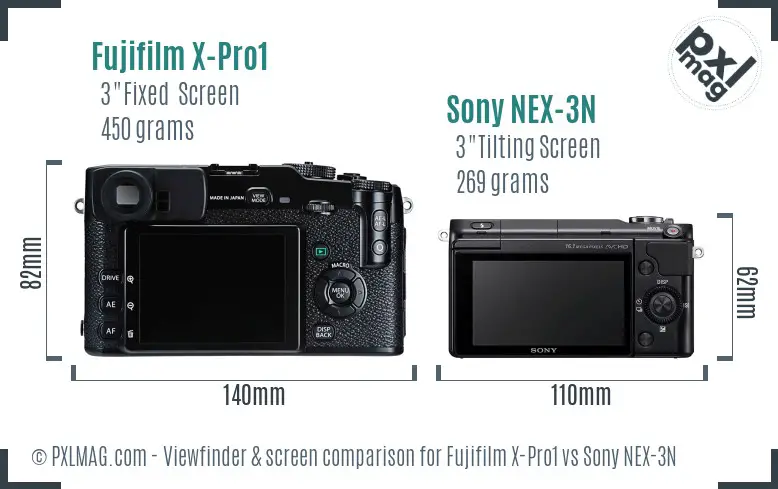 Fujifilm X-Pro1 vs Sony NEX-3N Screen and Viewfinder comparison