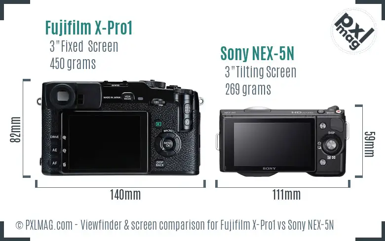 Fujifilm X-Pro1 vs Sony NEX-5N Screen and Viewfinder comparison