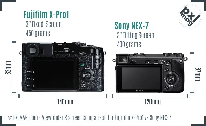 Fujifilm X-Pro1 vs Sony NEX-7 Screen and Viewfinder comparison