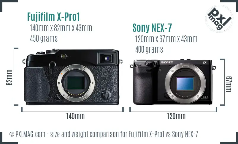Fujifilm X-Pro1 vs Sony NEX-7 size comparison