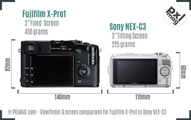 Fujifilm X-Pro1 vs Sony NEX-C3 Screen and Viewfinder comparison