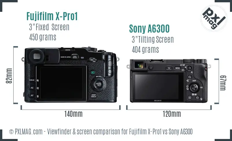 Fujifilm X-Pro1 vs Sony A6300 Screen and Viewfinder comparison