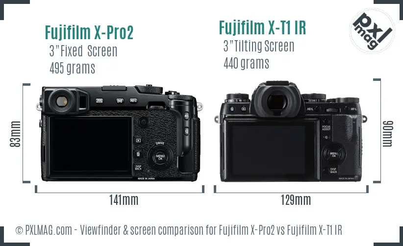 Fujifilm X-Pro2 vs Fujifilm X-T1 IR Screen and Viewfinder comparison