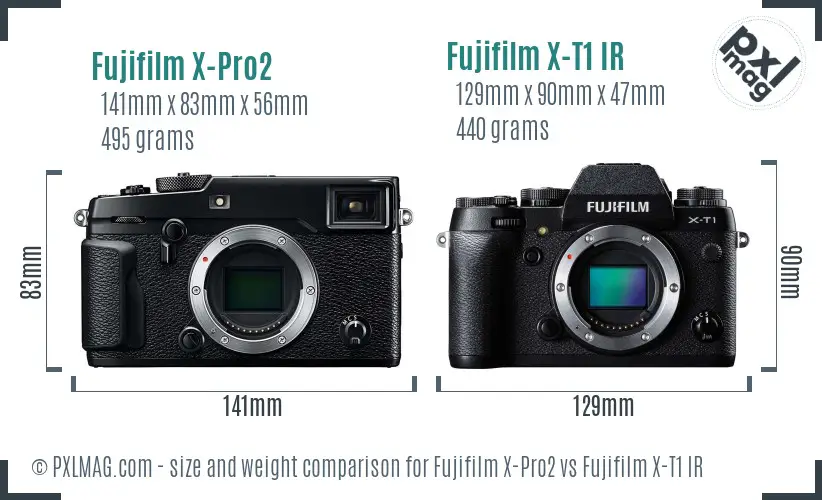 Fujifilm X-Pro2 vs Fujifilm X-T1 IR size comparison