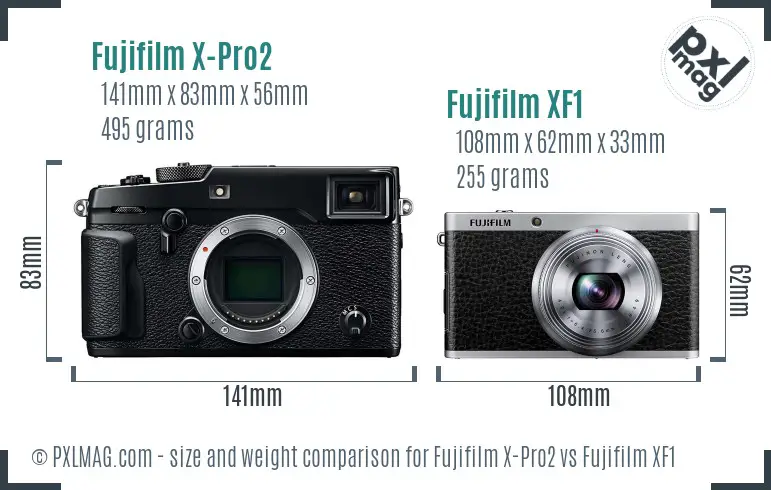 Fujifilm X-Pro2 vs Fujifilm XF1 size comparison Fujifilm X-Pro2 vs Fujifilm XF1 size comparison