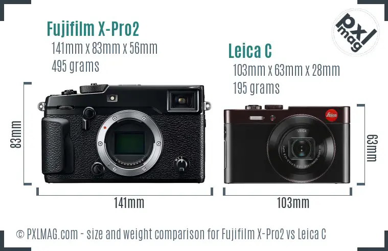 Fujifilm X-Pro2 vs Leica C size comparison