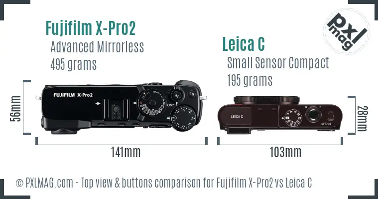 Fujifilm X-Pro2 vs Leica C top view buttons comparison