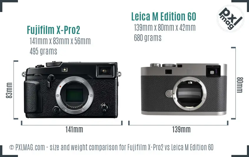 Fujifilm X-Pro2 vs Leica M Edition 60 size comparison