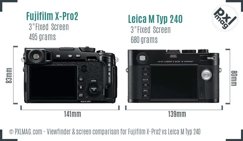 Fujifilm X-Pro2 vs Leica M Typ 240 Screen and Viewfinder comparison