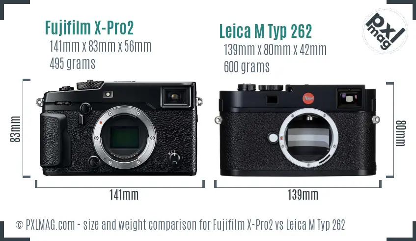 Fujifilm X-Pro2 vs Leica M Typ 262 size comparison