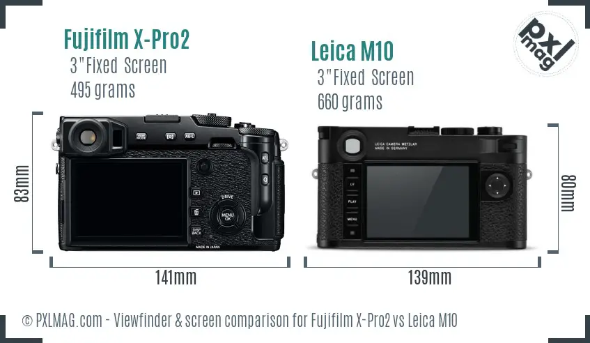 Fujifilm X-Pro2 vs Leica M10 Screen and Viewfinder comparison