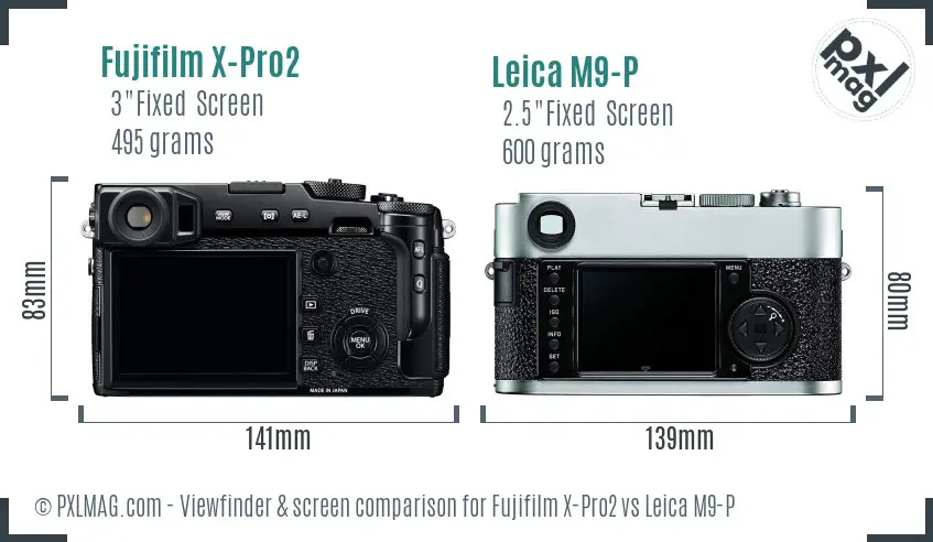 Fujifilm X-Pro2 vs Leica M9-P Screen and Viewfinder comparison