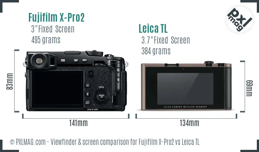 Fujifilm X-Pro2 vs Leica TL Screen and Viewfinder comparison