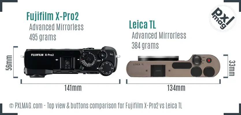 Fujifilm X-Pro2 vs Leica TL top view buttons comparison