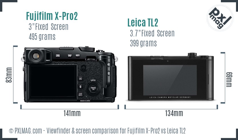 Fujifilm X-Pro2 vs Leica TL2 Screen and Viewfinder comparison