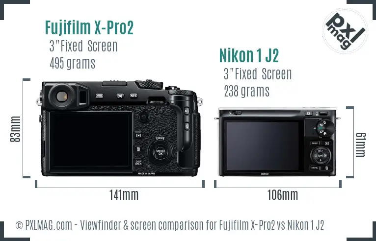 Fujifilm X-Pro2 vs Nikon 1 J2 Screen and Viewfinder comparison Fujifilm X-Pro2 vs Nikon 1 J2 Screen and Viewfinder comparison