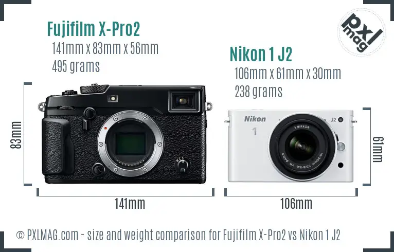 Fujifilm X-Pro2 vs Nikon 1 J2 size comparison Fujifilm X-Pro2 vs Nikon 1 J2 size comparison