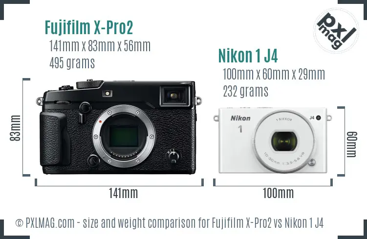 Fujifilm X-Pro2 vs Nikon 1 J4 size comparison