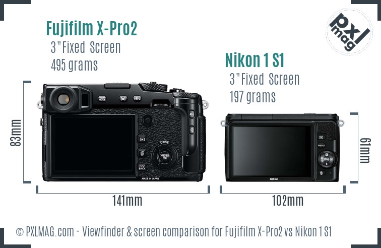 Fujifilm X-Pro2 vs Nikon 1 S1 Screen and Viewfinder comparison