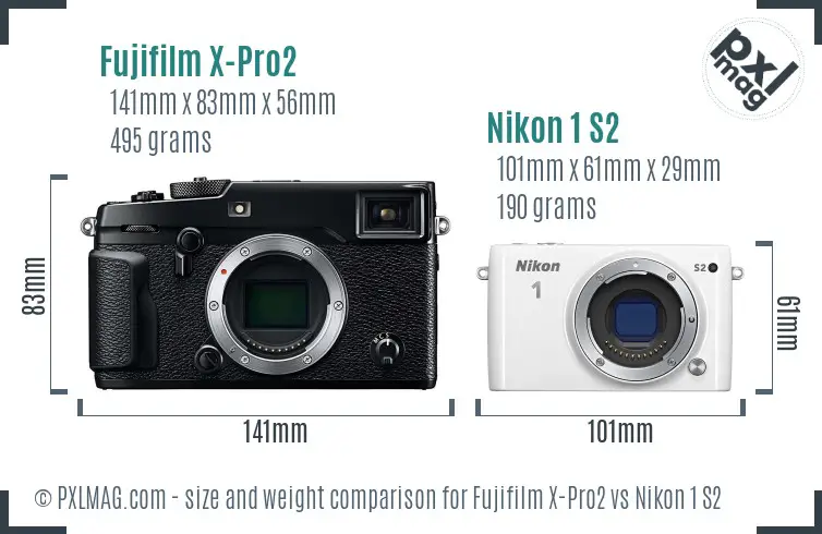 Fujifilm X-Pro2 vs Nikon 1 S2 size comparison