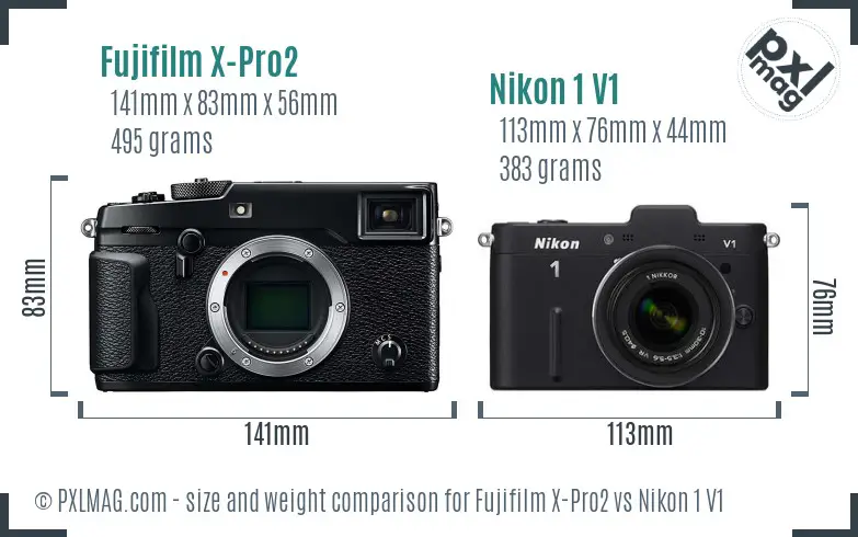Fujifilm X-Pro2 vs Nikon 1 V1 size comparison Fujifilm X-Pro2 vs Nikon 1 V1 size comparison