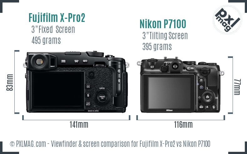 Fujifilm X-Pro2 vs Nikon P7100 Screen and Viewfinder comparison