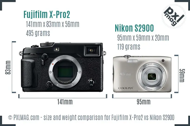 Fujifilm X-Pro2 vs Nikon S2900 size comparison Fujifilm X-Pro2 vs Nikon S2900 size comparison