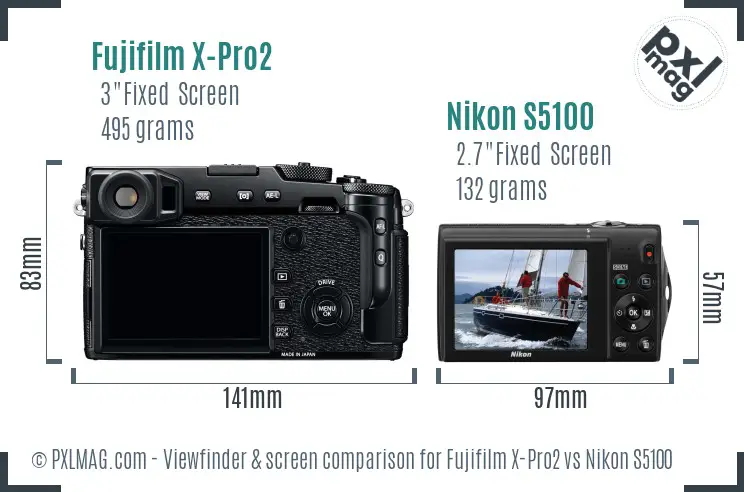 Fujifilm X-Pro2 vs Nikon S5100 Screen and Viewfinder comparison Fujifilm X-Pro2 vs Nikon S5100 Screen and Viewfinder comparison