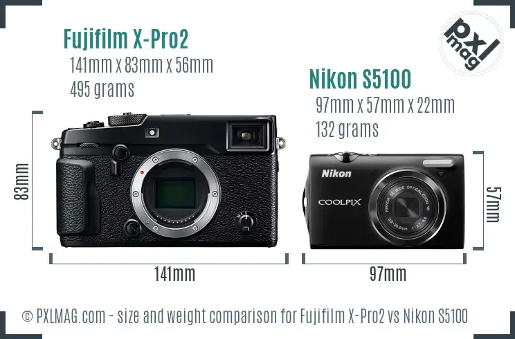 Fujifilm X-Pro2 vs Nikon S5100 size comparison Fujifilm X-Pro2 vs Nikon S5100 size comparison