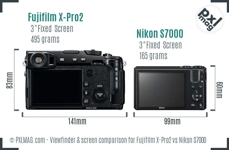 Fujifilm X-Pro2 vs Nikon S7000 Screen and Viewfinder comparison Fujifilm X-Pro2 vs Nikon S7000 Screen and Viewfinder comparison