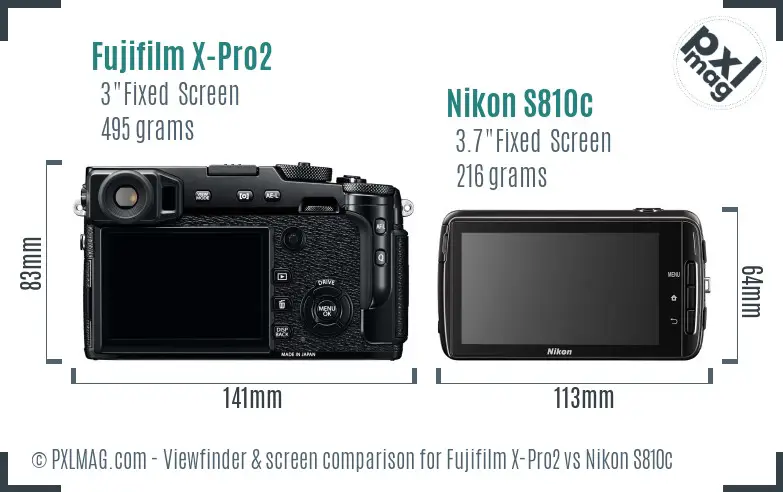 Fujifilm X-Pro2 vs Nikon S810c Screen and Viewfinder comparison