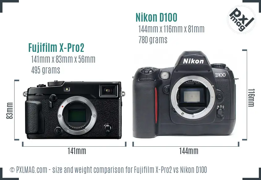 Fujifilm X-Pro2 vs Nikon D100 size comparison Fujifilm X-Pro2 vs Nikon D100 size comparison