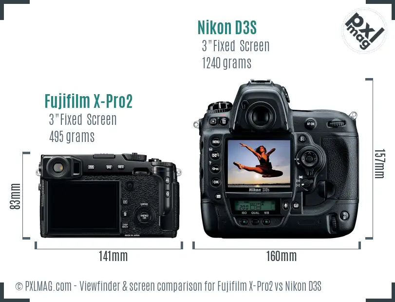 Fujifilm X-Pro2 vs Nikon D3S Screen and Viewfinder comparison Fujifilm X-Pro2 vs Nikon D3S Screen and Viewfinder comparison